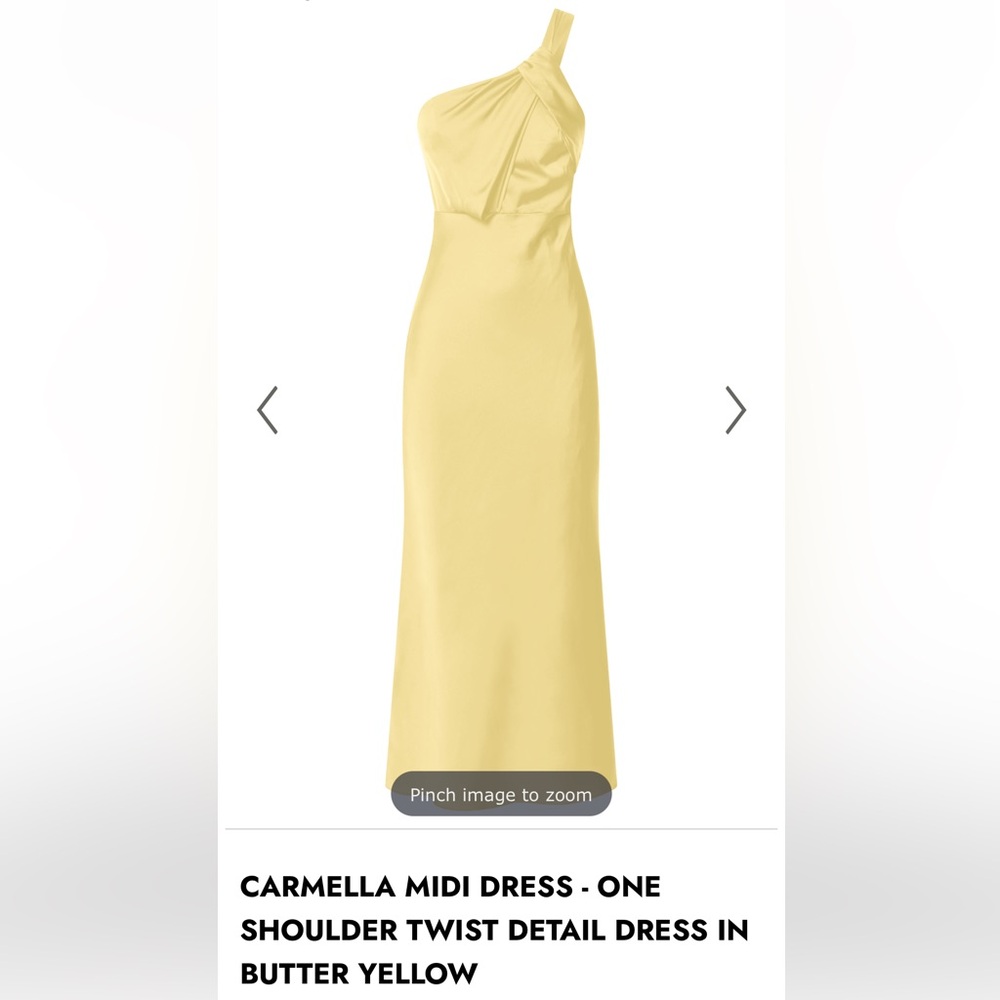 Showpo Carmella Midi Dress - One Shoulder Twist Detail Dress in Butter Yellow